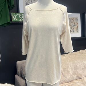 Beige Cream Wavy Bamboo Shirts with 3/4 Sleeves